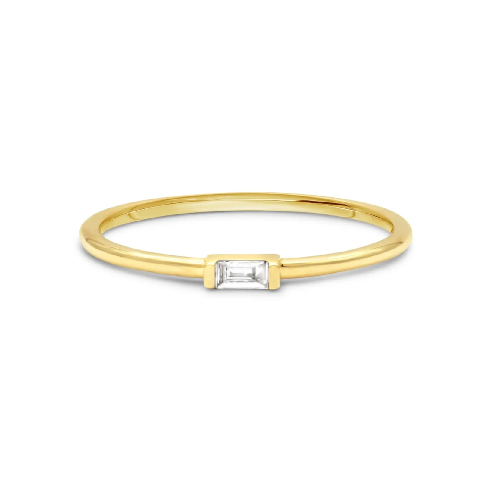 0.05 Cts. Single Baguette Diamond Band in 14K Yellow Gold