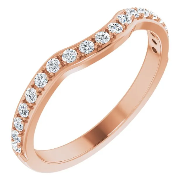 0.34 ct. Round Cut Diamond Wedding Band Stackable Curvy Ring