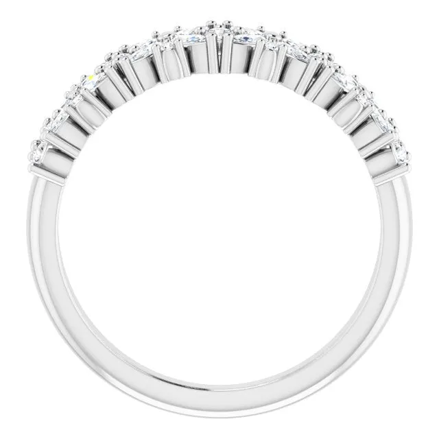 0.60 ct. Marquise And Round Diamond Floral Design Wedding Band