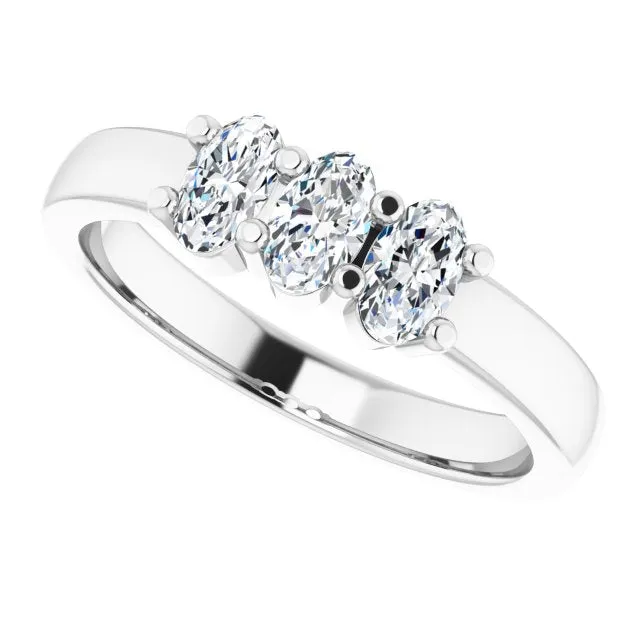 0.63 ct. Oval Cut Diamond 3 Stone Wedding Band