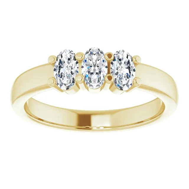 0.63 ct. Oval Cut Diamond 3 Stone Wedding Band