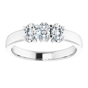 0.63 ct. Oval Cut Diamond 3 Stone Wedding Band