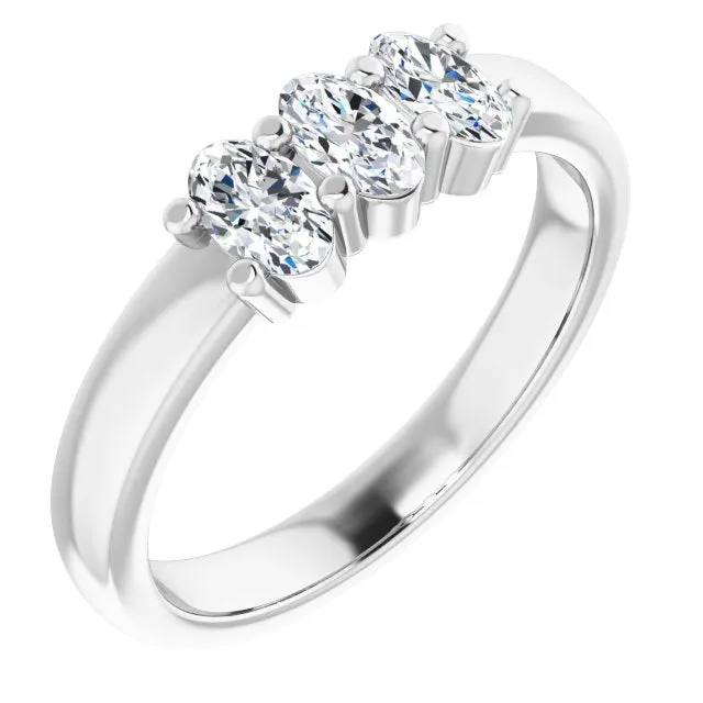 0.63 ct. Oval Cut Diamond 3 Stone Wedding Band