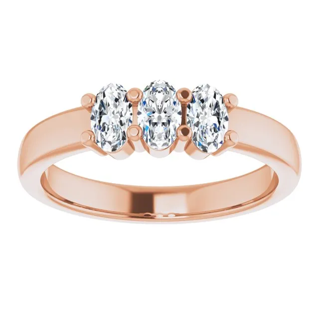 0.63 ct. Oval Cut Diamond 3 Stone Wedding Band