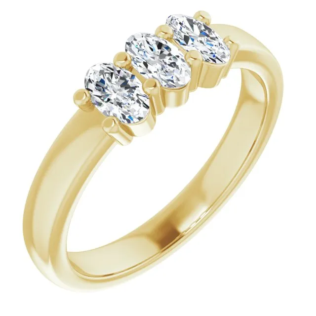 0.63 ct. Oval Cut Diamond 3 Stone Wedding Band