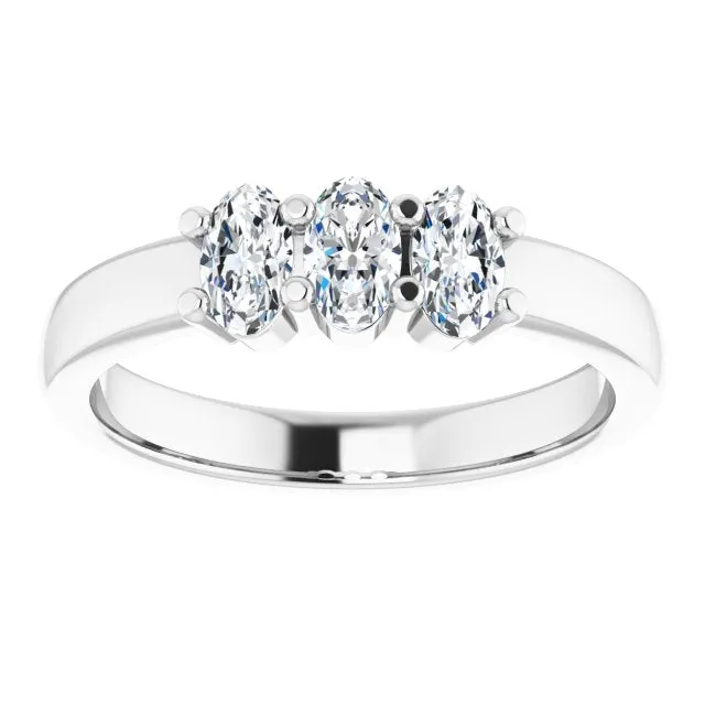 0.63 ct. Oval Cut Diamond 3 Stone Wedding Band