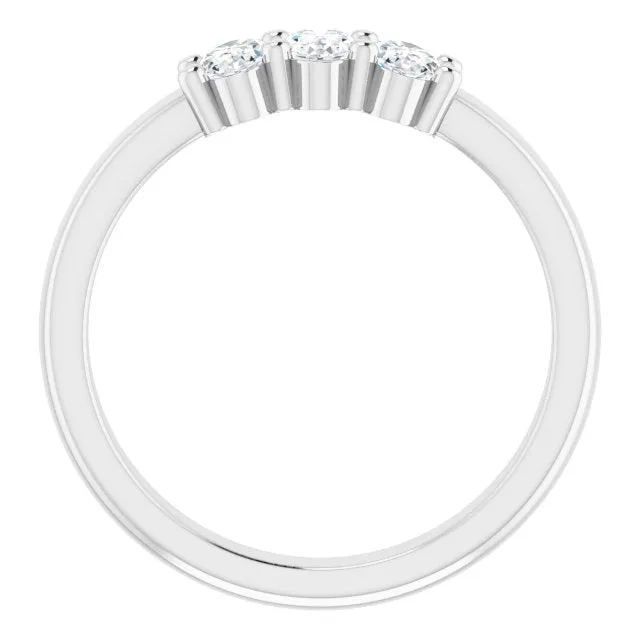 0.63 ct. Oval Cut Diamond 3 Stone Wedding Band