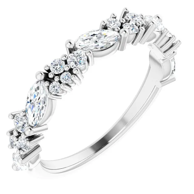0.95 ct. Marquise And Round Diamond  Wedding Band