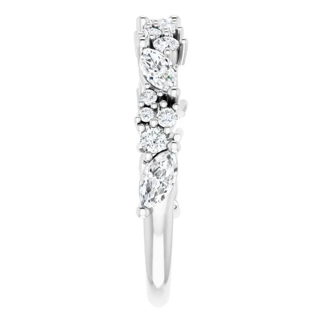 0.95 ct. Marquise And Round Diamond  Wedding Band