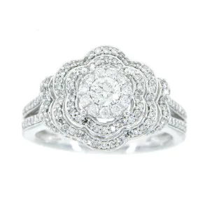 1.00ct Diamond Flower Halo Engagement Ring