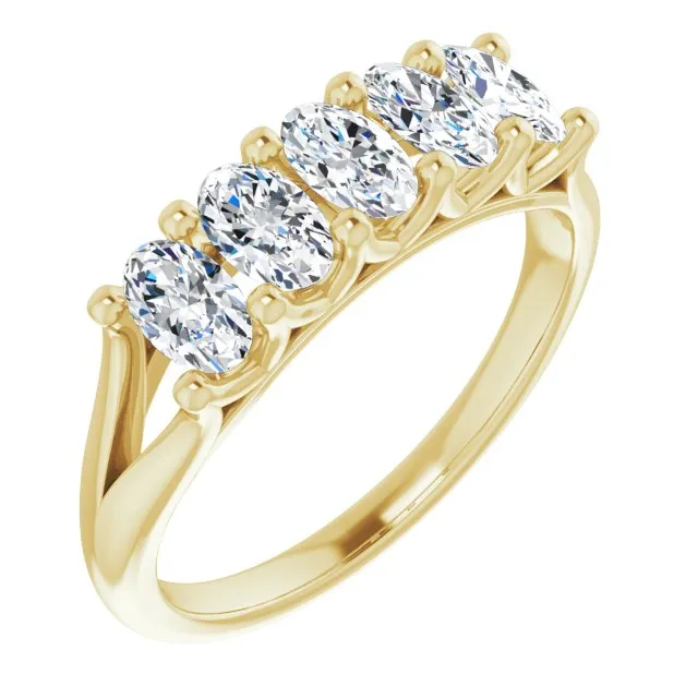 1.05 ct. Oval Cut Diamond Wedding Band 5 Stone Anniversary Ring