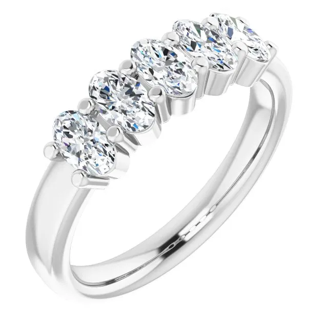 1.05 ct. Oval Cut Diamond Wedding Band 5 Stone Anniversary Ring