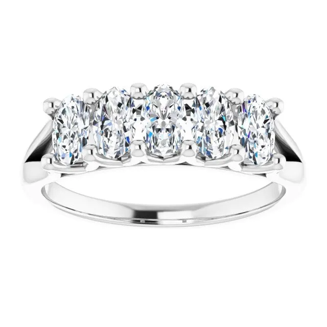 1.05 ct. Oval Cut Diamond Wedding Band 5 Stone Anniversary Ring