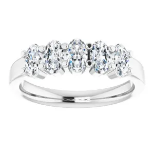 1.05 ct. Oval Cut Diamond Wedding Band 5 Stone Anniversary Ring