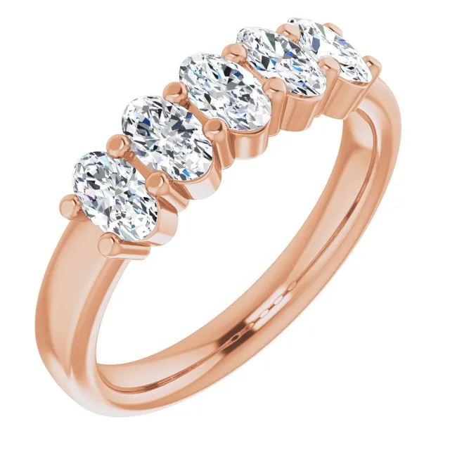 1.05 ct. Oval Cut Diamond Wedding Band 5 Stone Anniversary Ring
