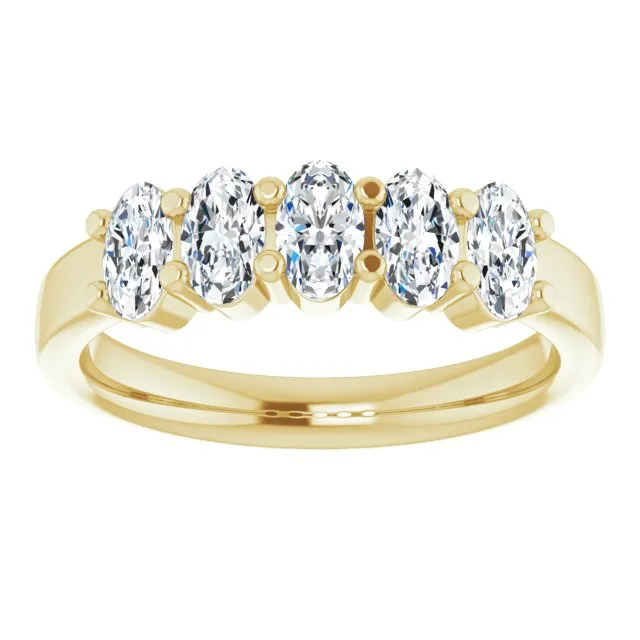 1.05 ct. Oval Cut Diamond Wedding Band 5 Stone Anniversary Ring