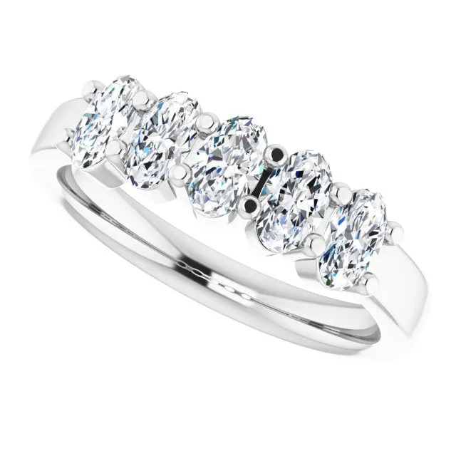 1.05 ct. Oval Cut Diamond Wedding Band 5 Stone Anniversary Ring