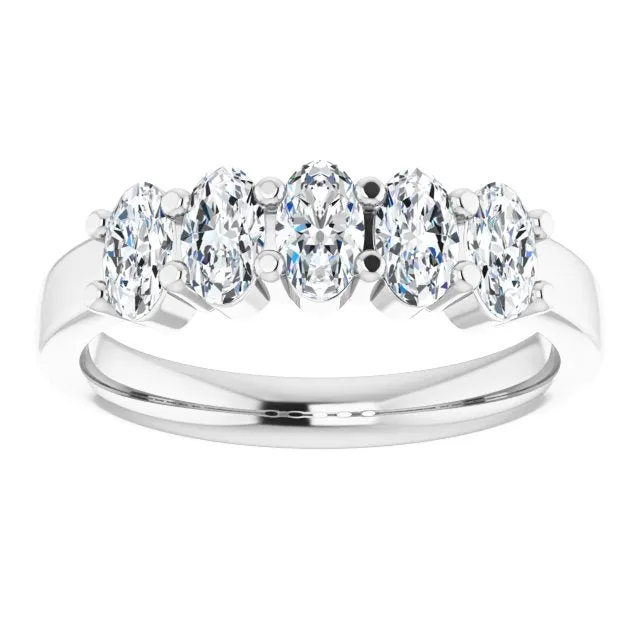 1.05 ct. Oval Cut Diamond Wedding Band 5 Stone Anniversary Ring