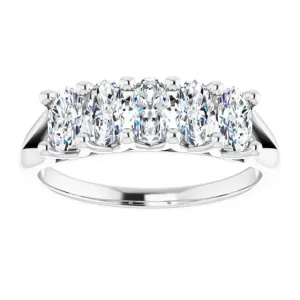 1.05 ct. Oval Cut Diamond Wedding Band 5 Stone Anniversary Ring