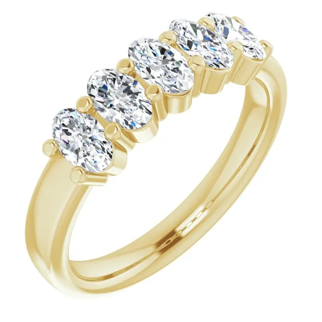 1.05 ct. Oval Cut Diamond Wedding Band 5 Stone Anniversary Ring