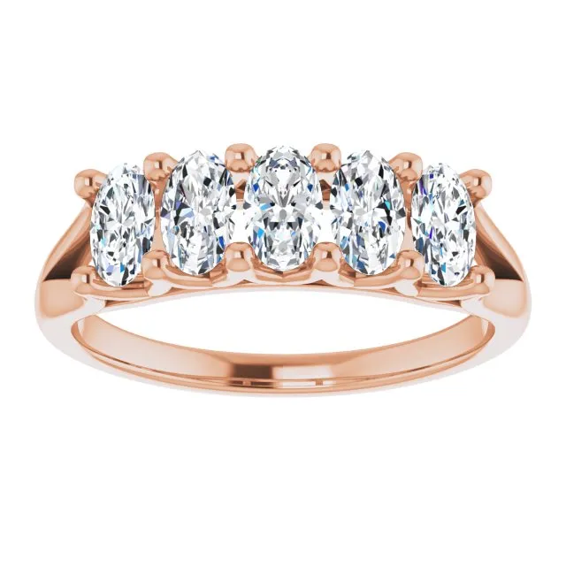 1.05 ct. Oval Cut Diamond Wedding Band 5 Stone Anniversary Ring
