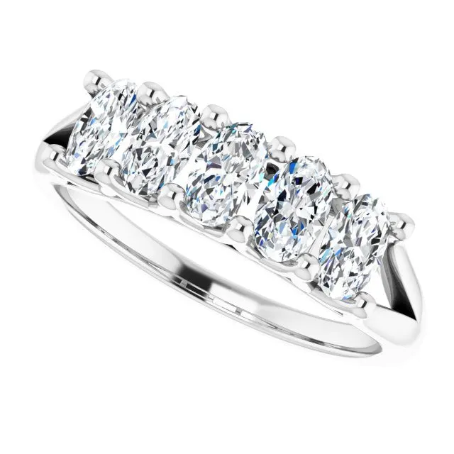 1.05 ct. Oval Cut Diamond Wedding Band 5 Stone Anniversary Ring