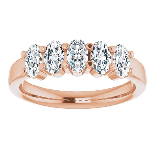 1.05 ct. Oval Cut Diamond Wedding Band 5 Stone Anniversary Ring