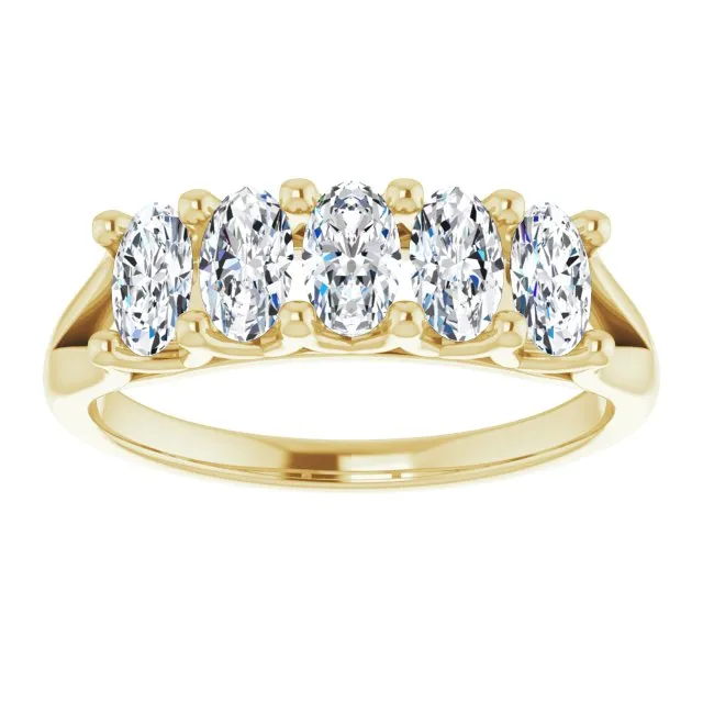 1.05 ct. Oval Cut Diamond Wedding Band 5 Stone Anniversary Ring