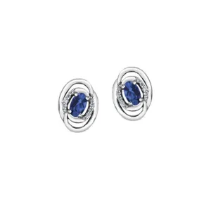 10K White Gold 0.05TDW Diamond & Sapphire Earrings