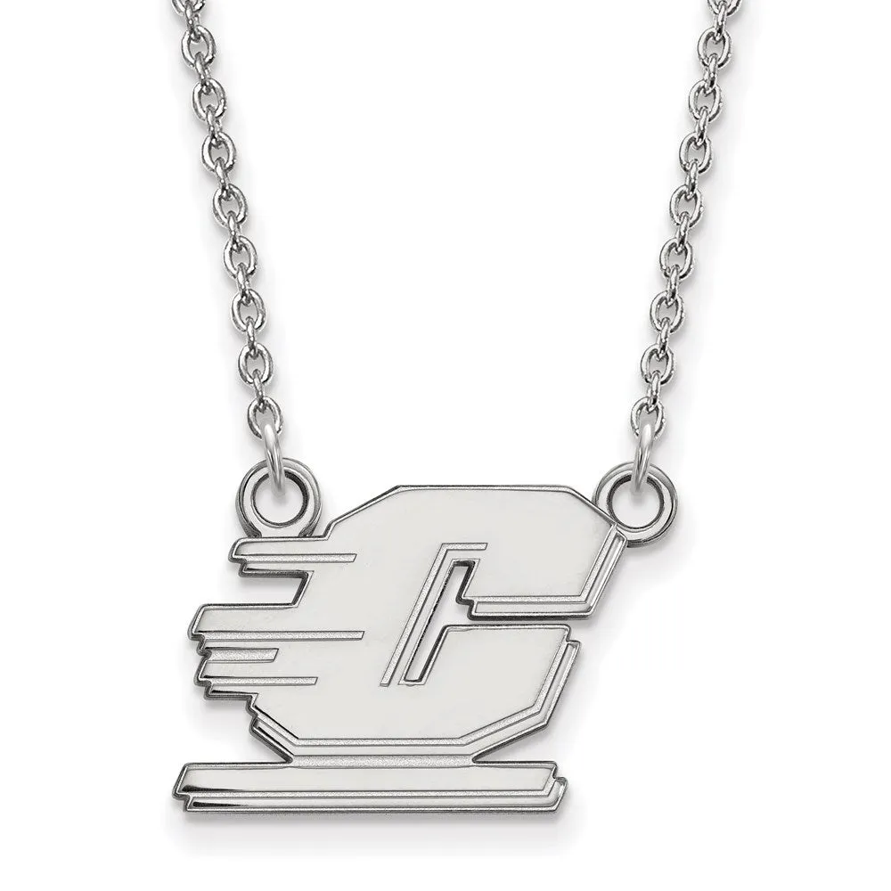 10K White Gold Central Michigan University Small Pendant wilth Necklace