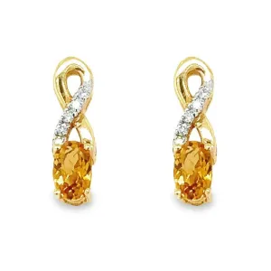 10K Yellow Gold 0.05TDW Diamond & Citrine November Birthstone Earring