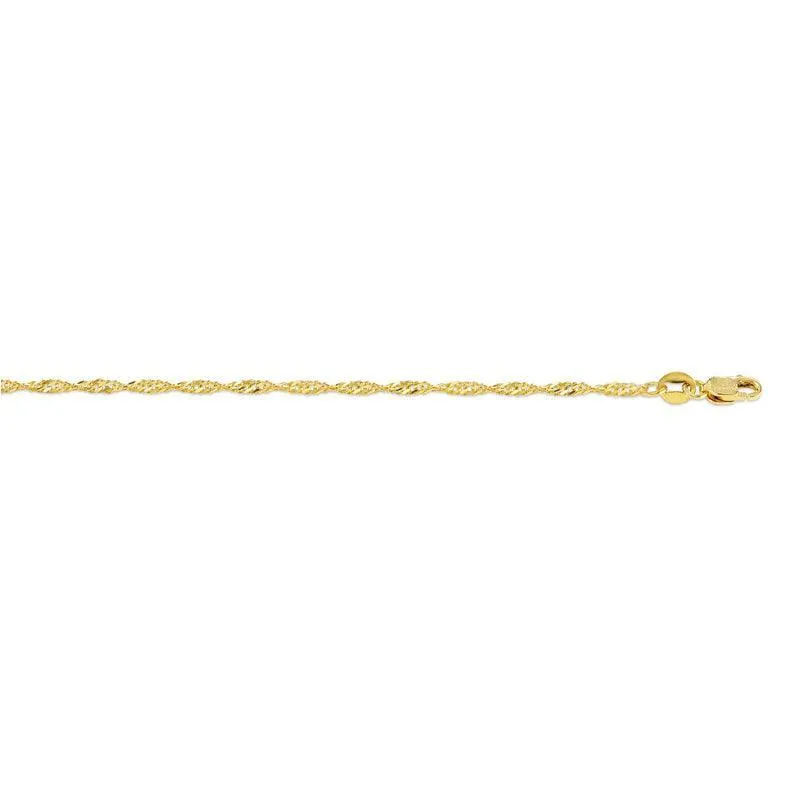 10K Yellow Gold 22" Singapore Link Italian Chain