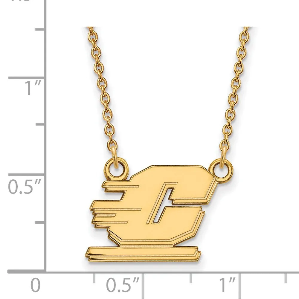 10K Yellow Gold Central Michigan University Small Pendant wilth Necklace