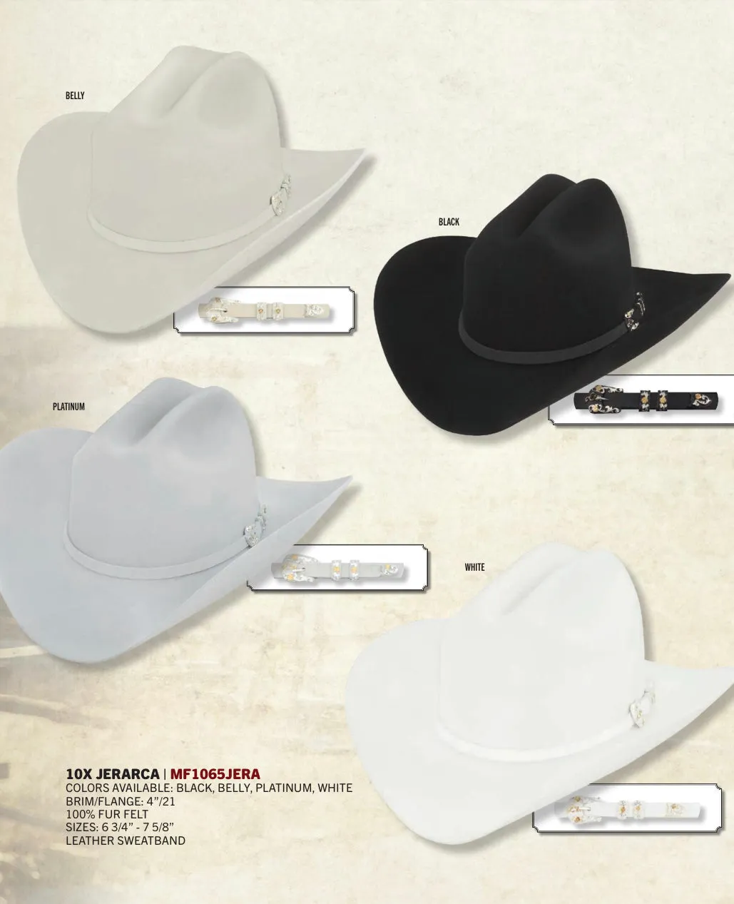 10X Larry Mahan Jerarca Fur Felt Cowboy Hat Platinum