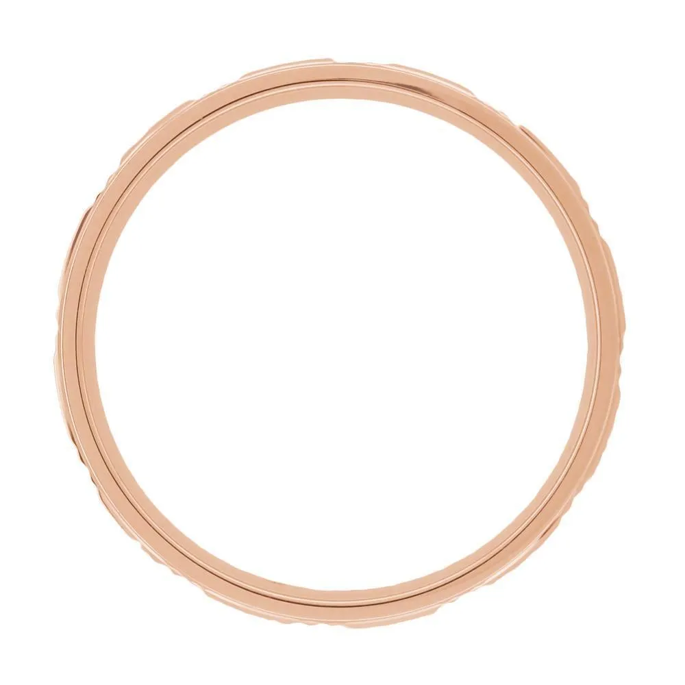 14 Karat Rose Gold Engraved Stars 1960's Mid Century Modern Wedding Band - 5mm Wide