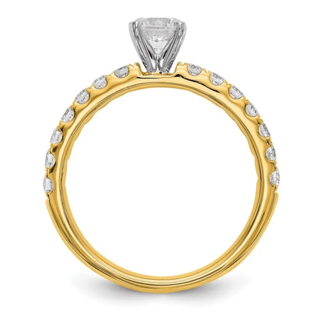 14K Gold Lab Diamond Solitaire Pave Ring