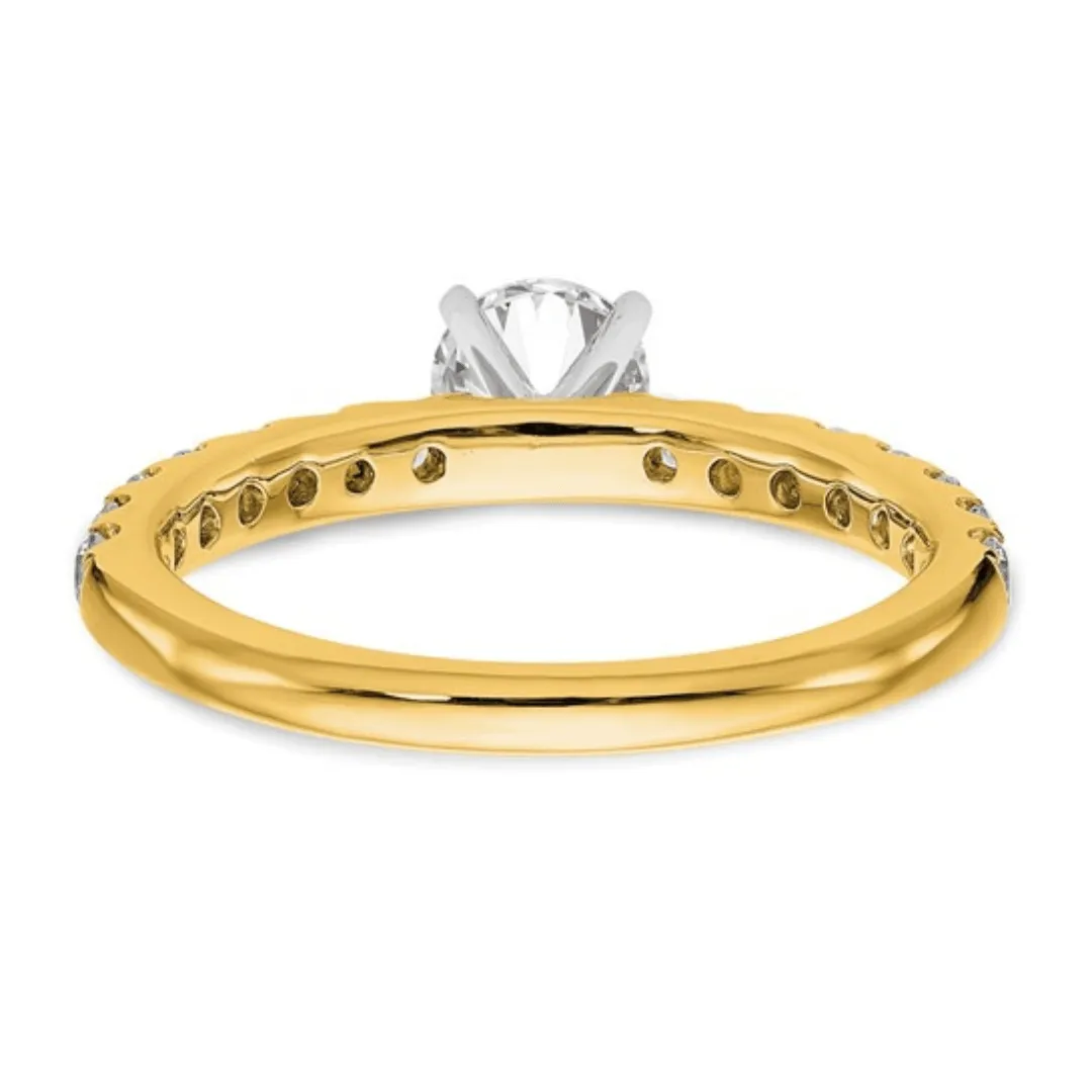 14K Gold Lab Diamond Solitaire Pave Ring