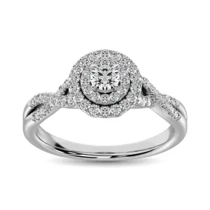14K White Gold 1/2 CTW Diamond Split Shank Engagement Ring