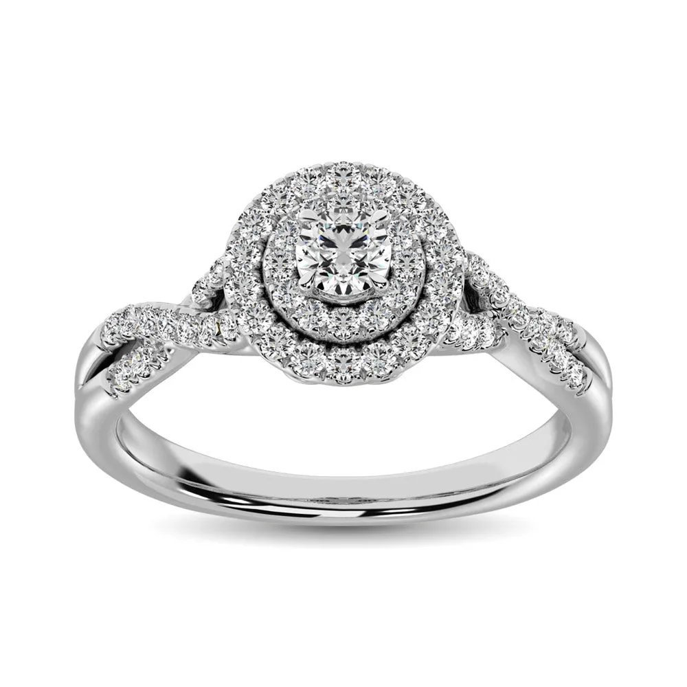 14K White Gold 1/2 CTW Diamond Split Shank Engagement Ring