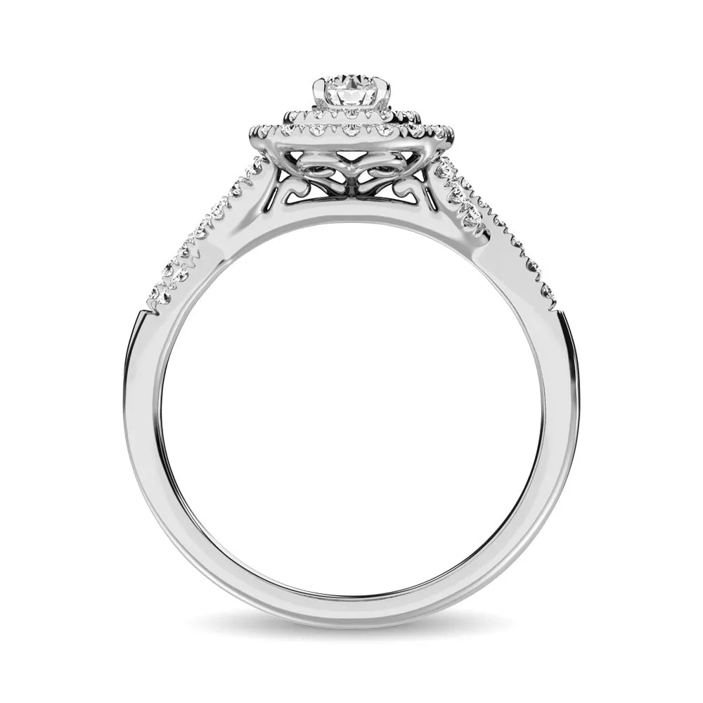 14K White Gold 1/2 CTW Diamond Split Shank Engagement Ring