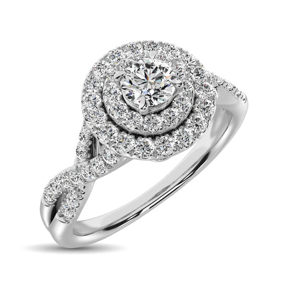 14K White Gold 1/2 CTW Diamond Split Shank Engagement Ring