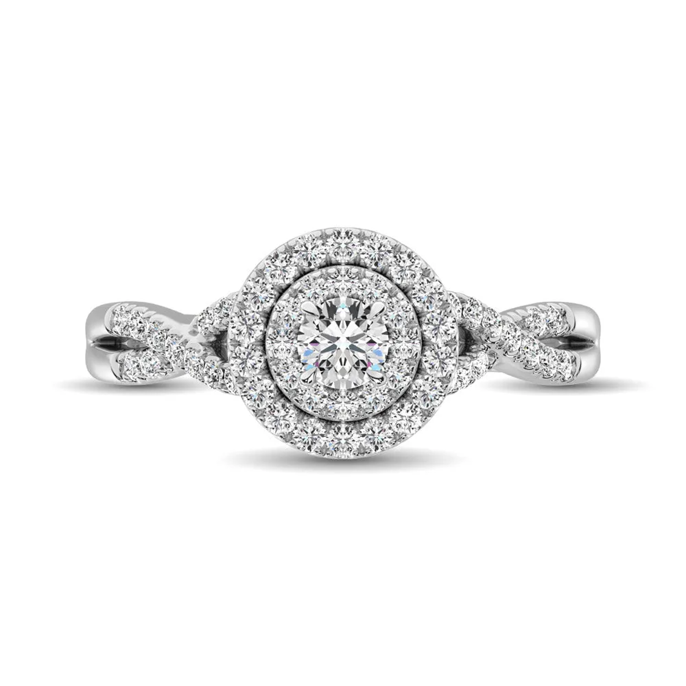 14K White Gold 1/2 CTW Diamond Split Shank Engagement Ring