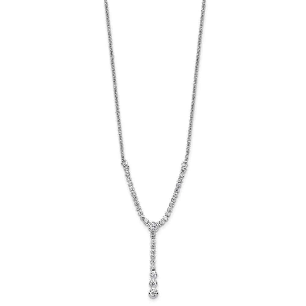 14k White Gold Lab Grown Diamond Y-design Tennis Style Bolo Necklace (1.058 CTW)
