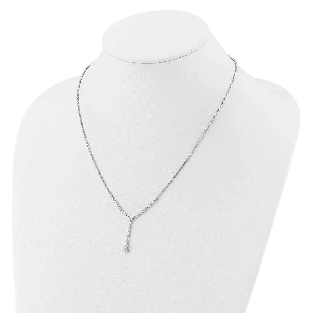 14k White Gold Lab Grown Diamond Y-design Tennis Style Bolo Necklace (1.058 CTW)