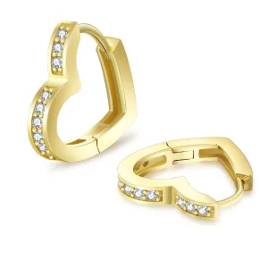 15mm S925 CZ Diamond Heart Hoop Earrings for Women