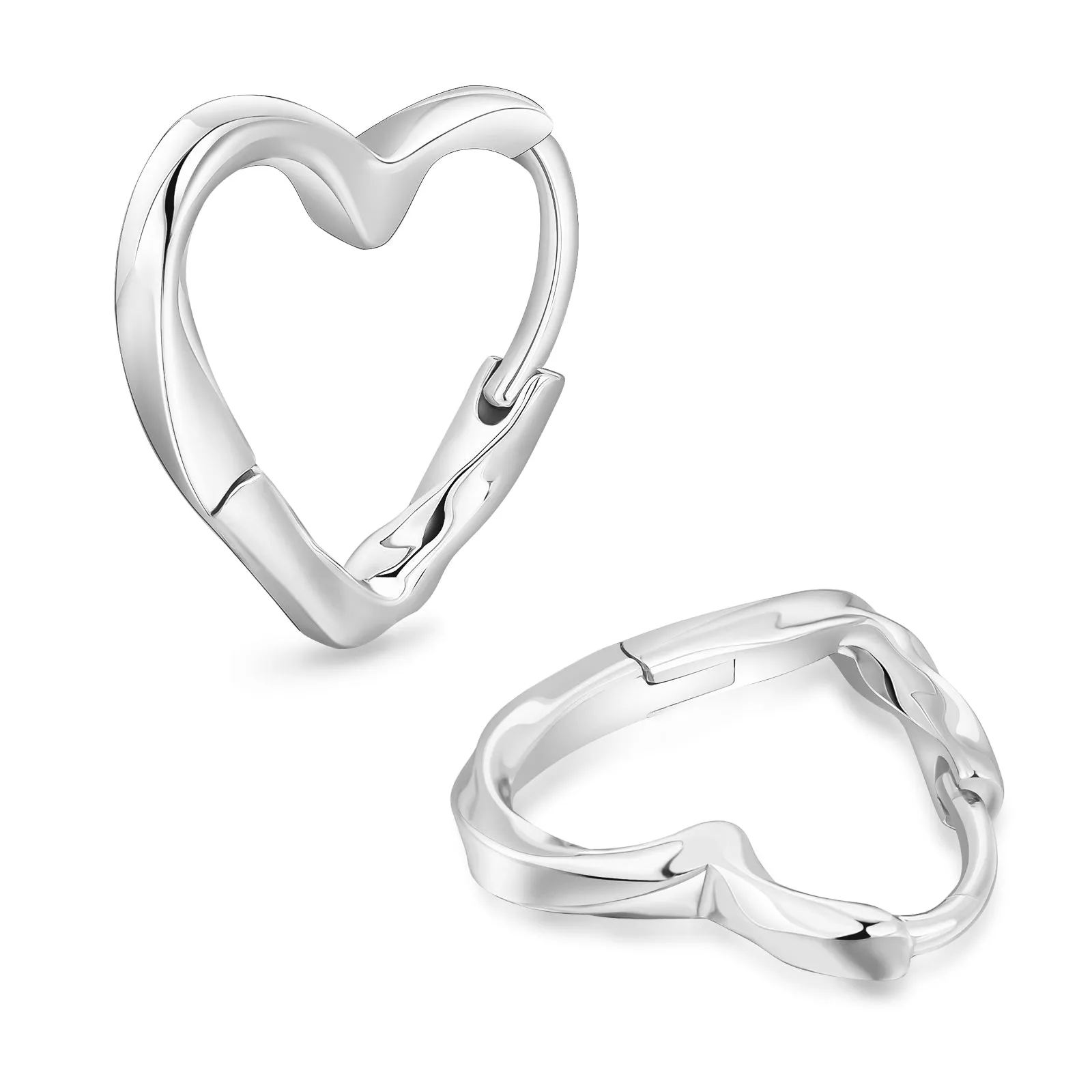15mm S925 Twisted Heart Hoop Earrings for Women
