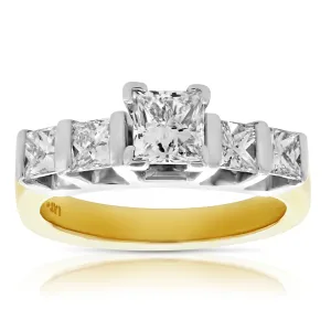 1.75 cttw Diamond Princess Engagement Rings in 14K Yellow Gold