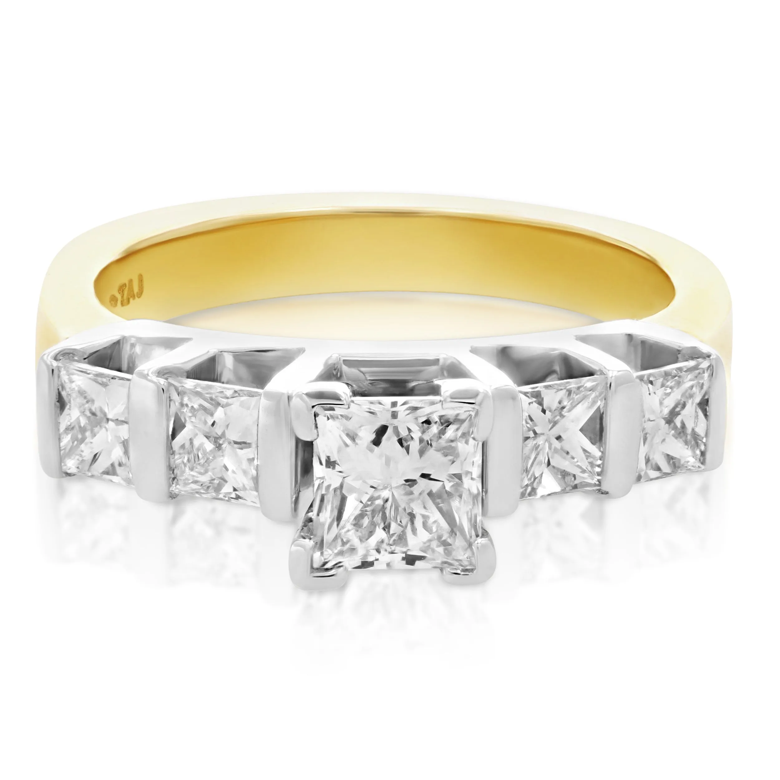 1.75 cttw Diamond Princess Engagement Rings in 14K Yellow Gold