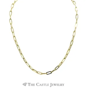 18 inch 4.5mm Semi-Solid Paper Clip Chain in 14k Yellow Gold