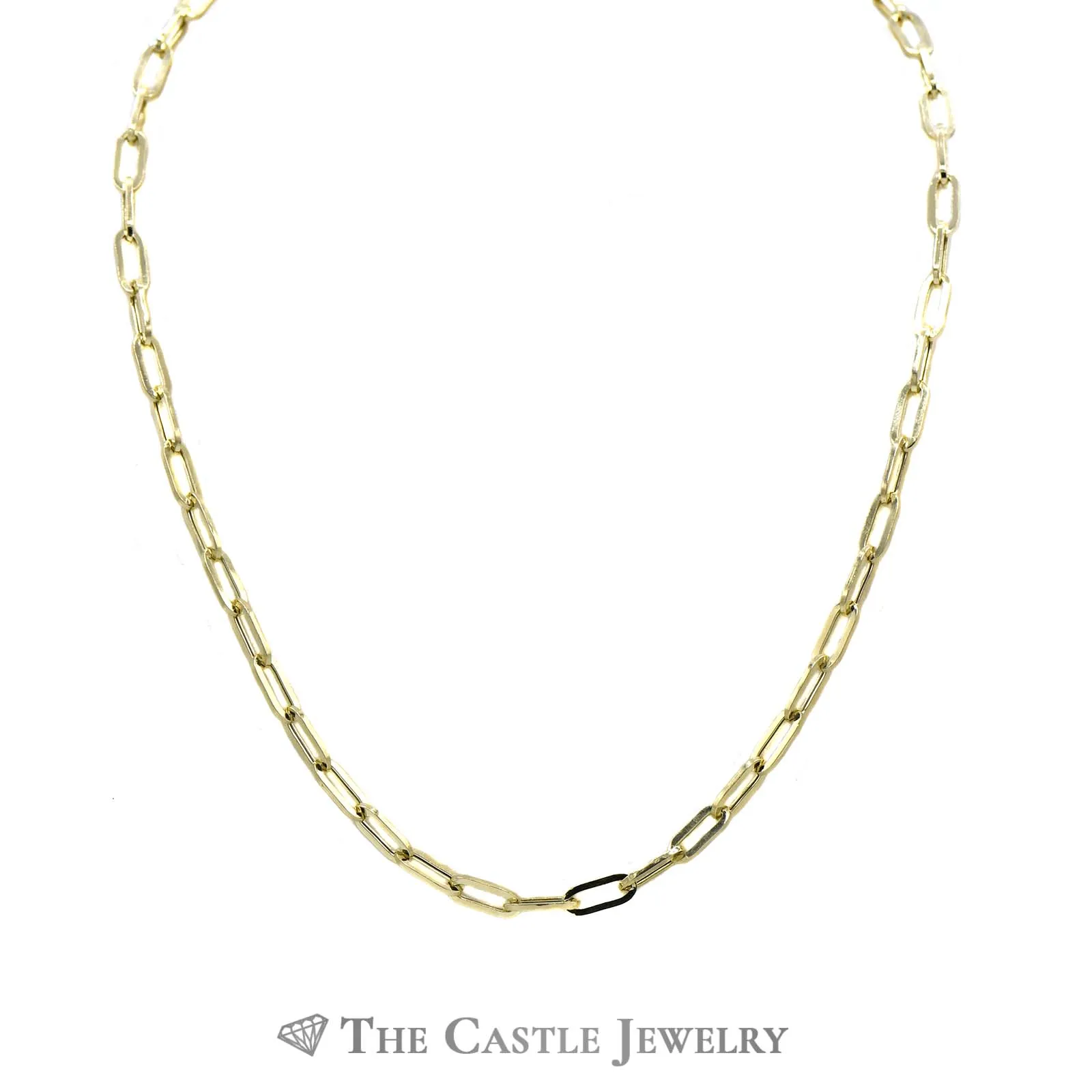 18 inch 4.5mm Semi-Solid Paper Clip Chain in 14k Yellow Gold